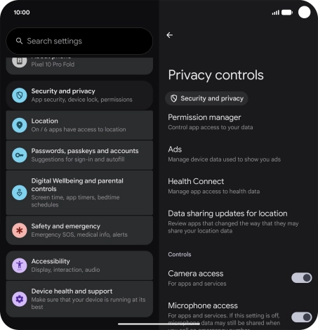 Press Permission manager.