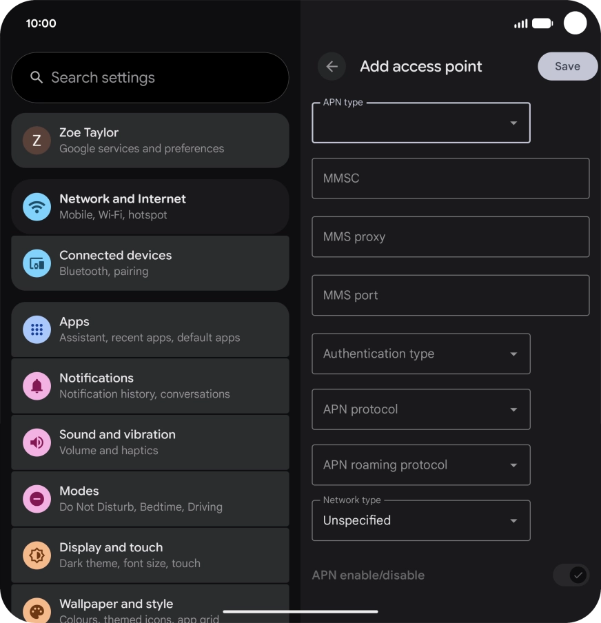 Press the drop down list next to 