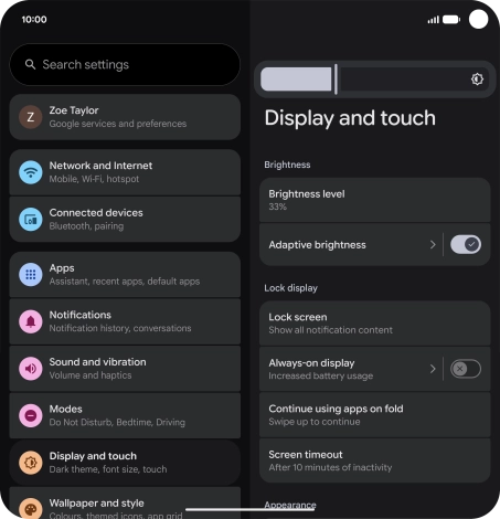 Drag the indicator right or left to set the brightness manually.