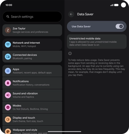 Press Unrestricted mobile data.