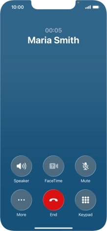 Press the end call icon to end the call and return to the home screen.