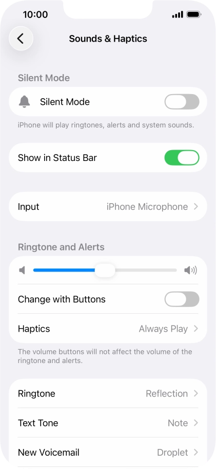 Press the indicator next to 