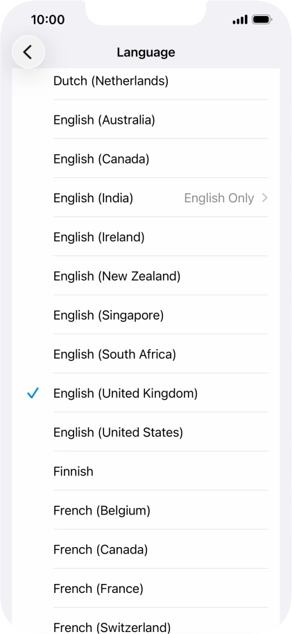 Press the required language.