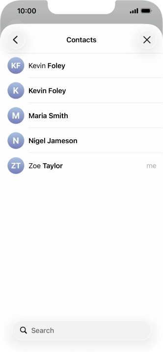 Press the required contact.