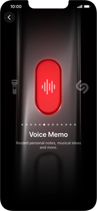 Slide your finger right or left on the screen to select the required function.