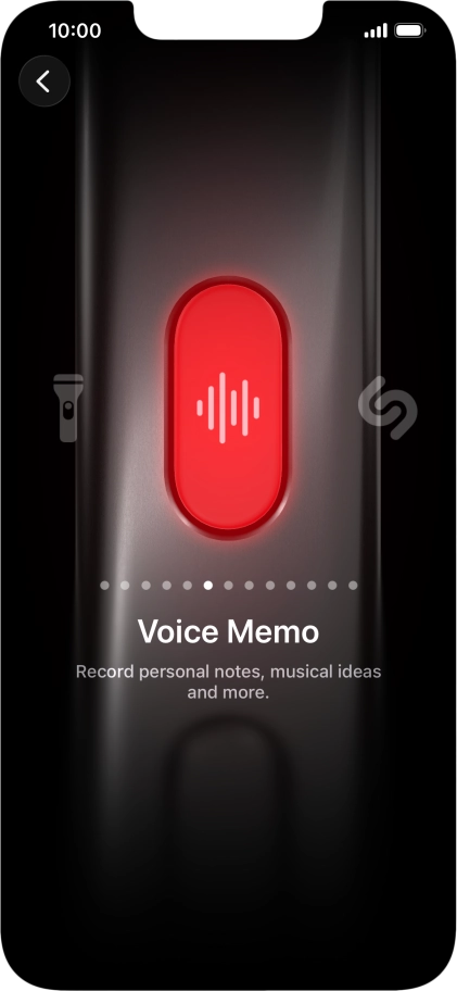 Slide your finger right or left on the screen to select the required function.