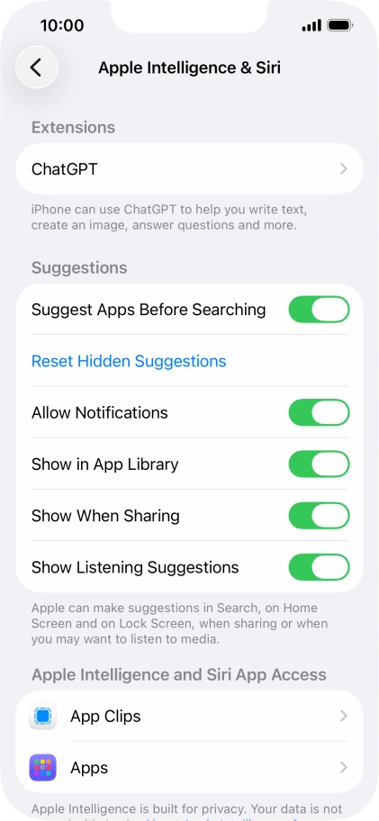 Press ChatGPT and follow the instructions on the screen to turn use of ChatGPT on or off.