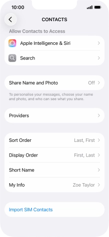 Press Import SIM Contacts.