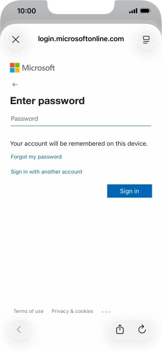 Press Password and key in the password for your email account.