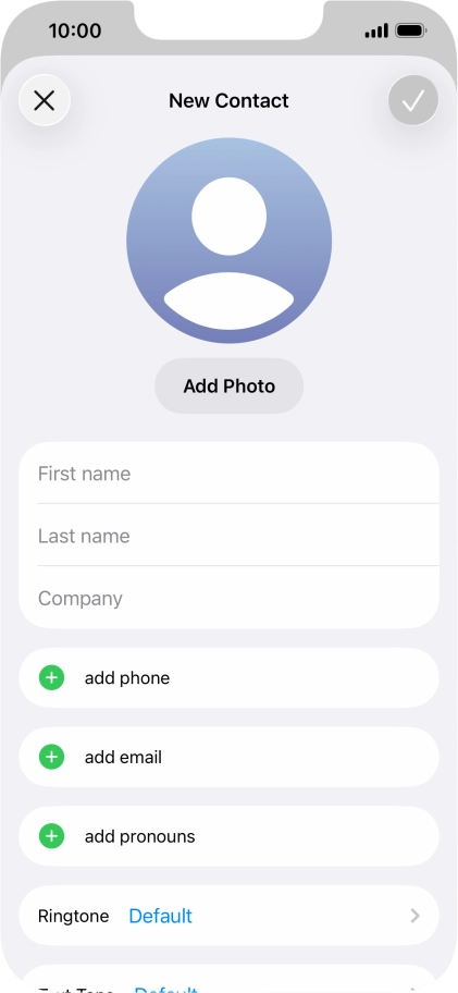 Press First name and key in the first name.