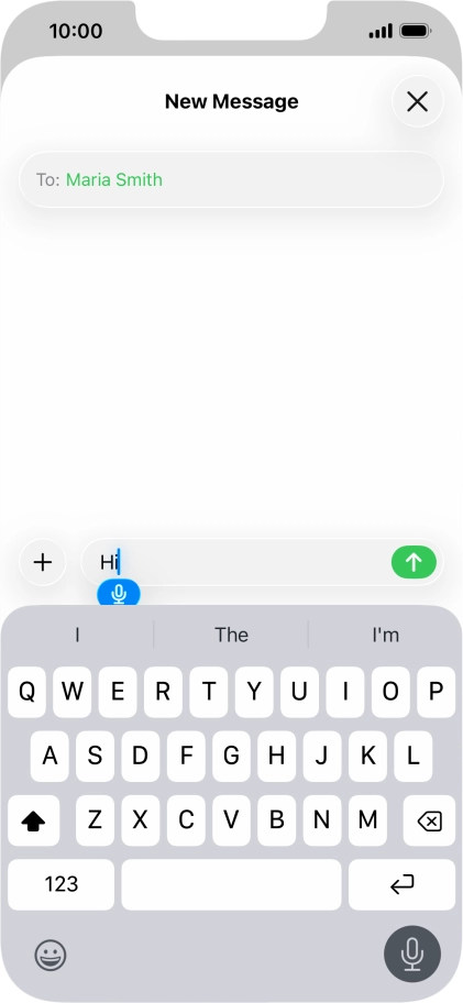 Press the microphone icon to end dictation.