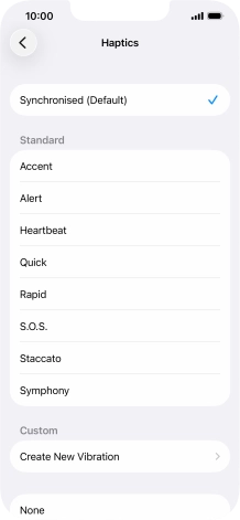 Press the required setting to turn on the function.
