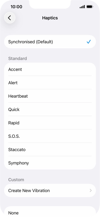 Press the required setting to turn on the function.