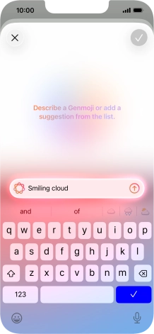 Write in your own words what you would like your Genmoji to look like, and press arrow up.