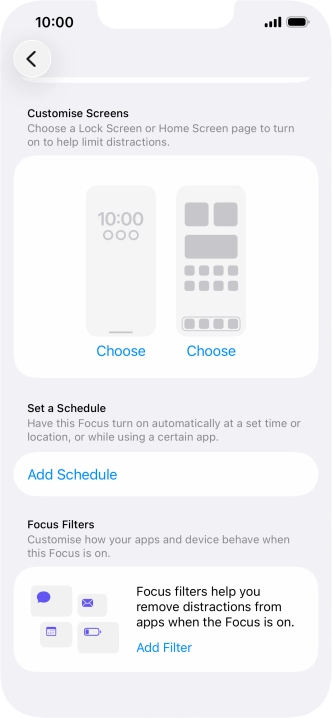 Press Add Schedule and follow the instructions on the screen to select settings for automatic activation of Do Not Disturb.