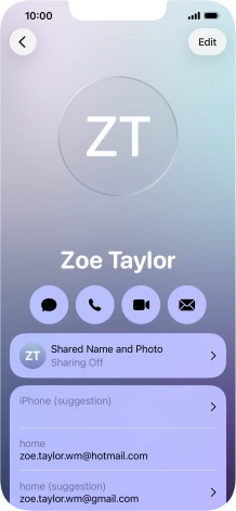 Press Shared Name and Photo.