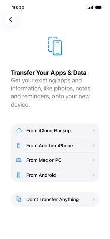 Press Don't Transfer Anything and follow the instructions on the screen to finish the activation.