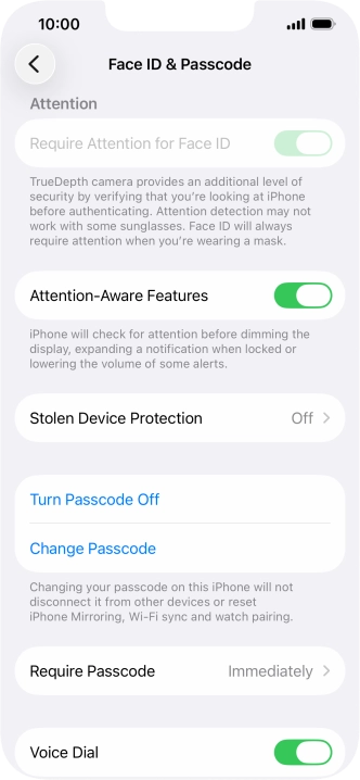 Press Turn Passcode Off and key in the phone lock code.