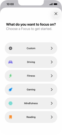 Press the required focus mode and follow the instructions on the screen to add the selected focus mode.