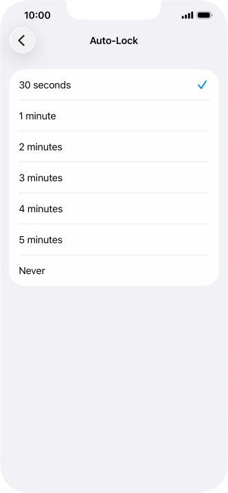 Press the required setting.