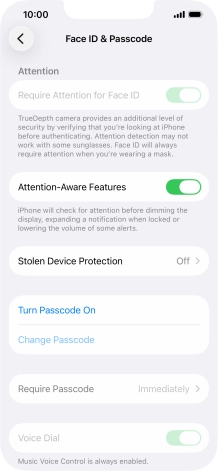 Press Turn Passcode On and key in a phone lock code of your own choice twice.