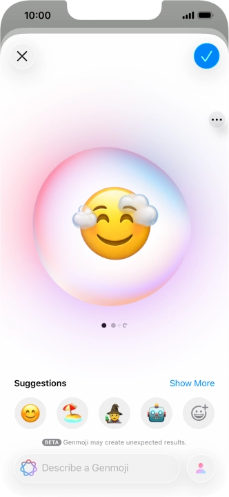 Slide your finger right or left on the screen to see the generated results.