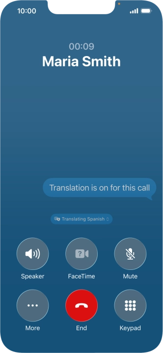 Press Translating ‹language› and follow the instructions on the screen to select language display or exit Live Translation.