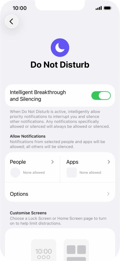 Press People and follow the instructions on the screen to select which contacts you would like to receive calls and notifications from when Do Not Disturb is turned on.