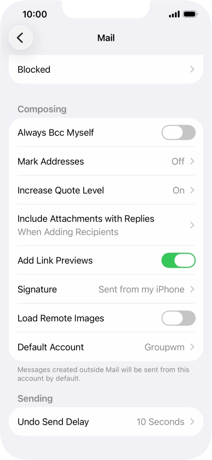 Press Default Account.