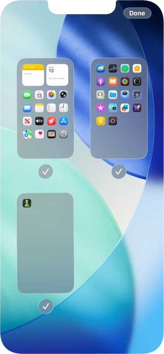 Press the fields below the required home screen pages to select or deselect them.