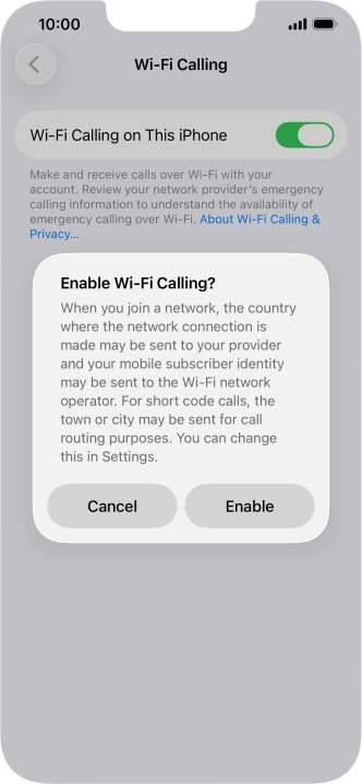 If you turn on the function, press Enable.