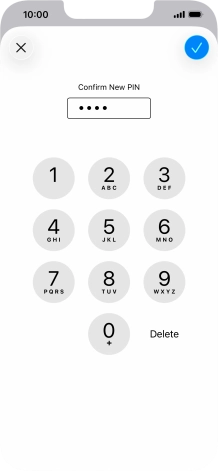 Key in the new PIN again and press the confirm icon.