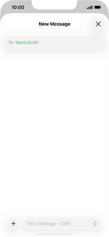 Press the text input field and write the text for your text message.