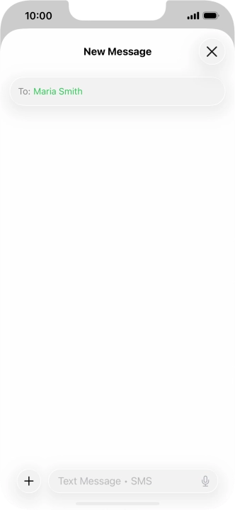Press the text input field and write the text for your text message.