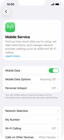 Press Mobile Data Options.