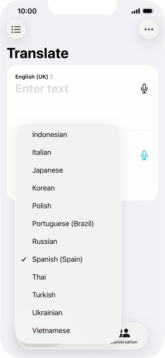 Press the required target language.