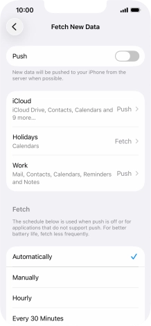 If you turn off the function, press the required setting.