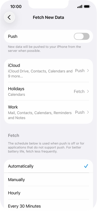 If you turn off the function, press the required setting.