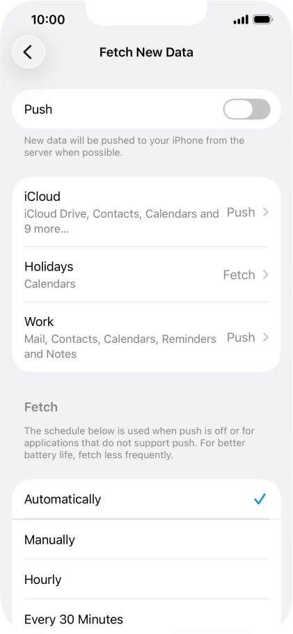 If you turn off the function, press the required setting.