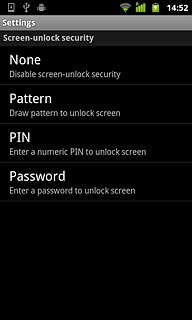 Press Pattern.Press a point and drag it to connect at least four points to create a new phone lock code.