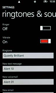 Press the indicator next to Vibrate.Depending on the current setting, vibration is turned on or off.