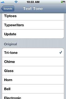 Press the required message tone.Your phone plays back the selected message tone.