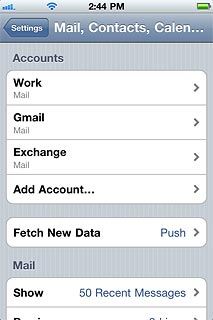 Press the name of the Exchange email account you've just set up.
