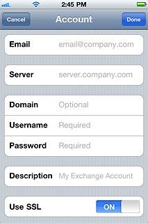 Press the indicator next to Use SSL.Depending on the current setting, security is turned on or off.