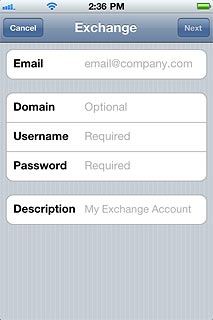 Press Email and key in your email address.