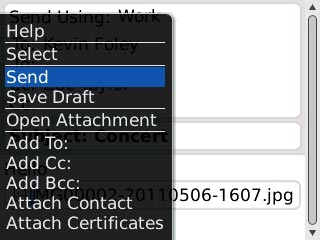 Scroll to Send and press the Navigation key.