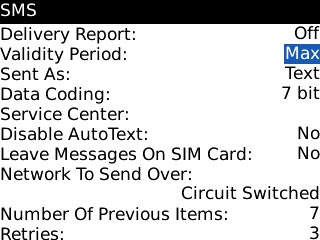 Highlight the drop down list next to Validity Period and press the Navigation key.