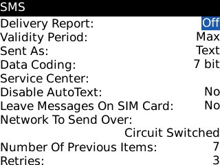 Highlight the drop down list next to Delivery Report and press the Navigation key.