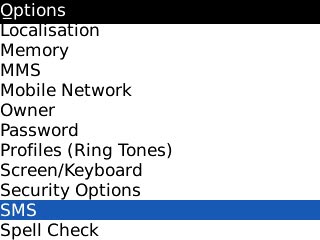 Scroll to SMS and press the Navigation key.