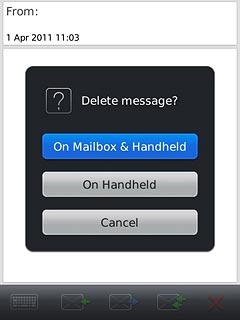 To delete the email message from the server:Press On Mailbox & Handheld.